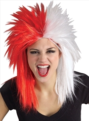 Buy Sport Fanatic Red/White Wig Adult