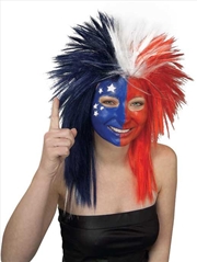 Buy Sport Fanatic Red/Blue/White Wig - Adult