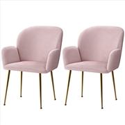 Buy Artiss  Set of 2 Kynsee Dining Chairs Armchair Cafe Chair Upholstered Velvet Pink