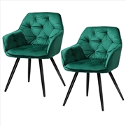 Buy Artiss Set of 2 Calivia Dining Chairs Kitchen Chairs Upholstered Velvet Green
