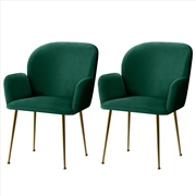 Buy Artiss  Set of 2 Kynsee Dining Chair Armchair Cafe Chair Upholstered Velvet Green