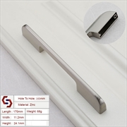 Buy Zinc Kitchen Cabinet Handles Drawer Bar Handle Pull brushed silver color hole to hole size 160mm