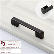 Buy Zinc Kitchen Cabinet Handles Drawer Bar Handle Pull black+copper color hole to hole size 96mm