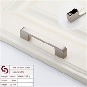 Buy Zinc Kitchen Cabinet Handles Drawer Bar Handle Pull brushed silver color hole to hole size 96mm