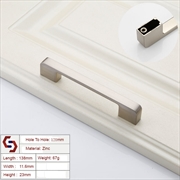 Buy Zinc Kitchen Cabinet Handles Drawer Bar Handle Pull brushed silver color hole to hole size 128mm