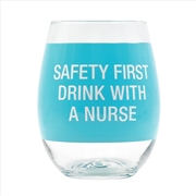 Buy Wine Glass - Drink With A Nurse (Blue)