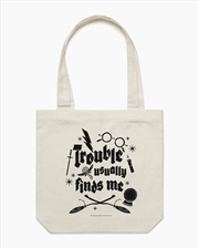 Buy Trouble Usually Finds Me Tote Bag - Natural