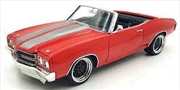 Buy 1:18 1970 Bright Red w/Gunmetal Grey Stripes Chevrolet Chevelle Convertible Restomod