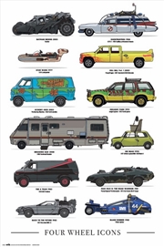 Buy Four Wheels Icons Poster