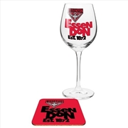 Buy Essendon Bombers Wine & Coaster