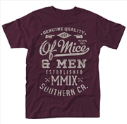 Buy Of Mice And Men Genuine Maroon Size Small Tshirt