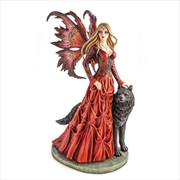 Buy Large Red Fairy Princess with Black Wolf Figurine