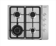 Buy Gas Cooktop 60cm 4 Burner Silver