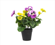 Buy Mixed Pink And Yellow Flowering Potted Artificial Pansy Plants 25cm