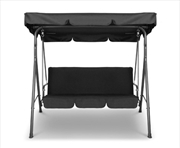 Buy Swing Bench Seat Chair Canopy Furniture 3 Seater Garden Hammock - Black