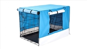 Buy Wire Dog Cage Foldable Crate Kennel with Tray + Blue Cover Combo - 48-inch