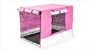 Buy Wire Dog Cage Foldable Crate Kennel with Tray + Pink Cover Combo - 42-inch