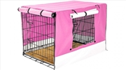 Buy Wire Dog Cage Crate 48" with Tray + Cushion Mat + Cover Combo - Pink