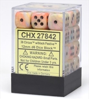 Buy Chessex: CHX 27842 Festive 12mm d6 Circus/Black Block (36)