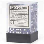 Buy Chessex: CHX 27808 Nebula 12mm d6 Black/White Block (36)