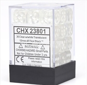Buy Chessex: CHX 23801 Translucent 12mm d6 Clear/White Block (36)