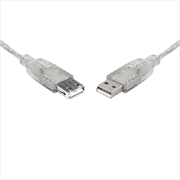 Buy 8WARE USB2.0 Certified Extension - A-A to M-F Transparent Metal Sheath Cable - 1M