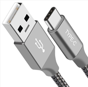 Buy ASTROTEK 1m USB-C 3.1 Type-C Data Sync Charger Cable Silver Strong Braided Heavy Duty Fast Charging