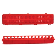 Buy 50cm Long Poultry Feeder Chicken Feeding Trough Red Plastic Flip Top Container