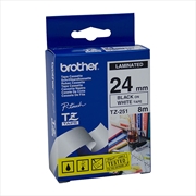 Buy BROTHER TZe251 Labelling Tape 24mm Black on White TZE Tape