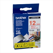 Buy BROTHER TZe232 Labelling Tape 12mm Red on White TZE Tape