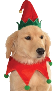 Buy Elf Hat With Bell And Collar Pet - Size M-L