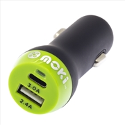 Buy Moki Car Charger + (Type-C + USB) 3.0 RapidCharge - Black