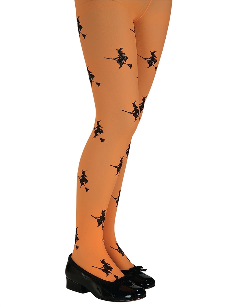 Glitter Witch Tights Orange - Size S/Product Detail/Costumes