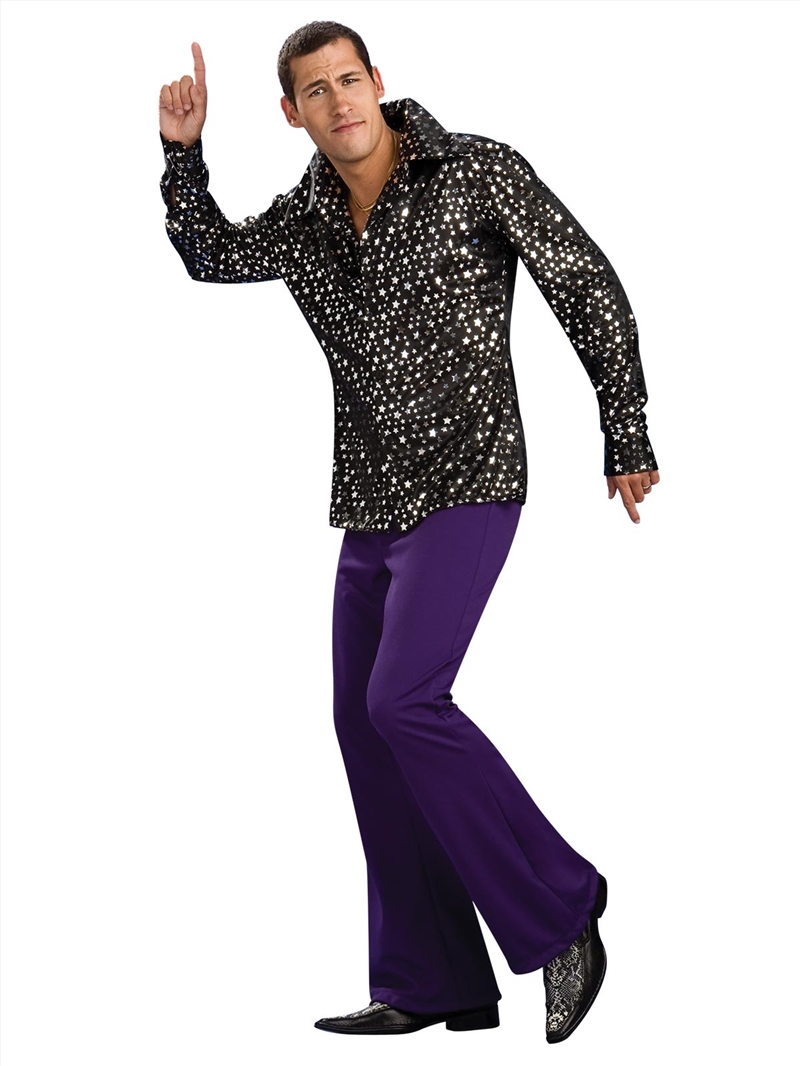 Disco Shirt - Black With Silver Stars - Adult/Product Detail/Costumes