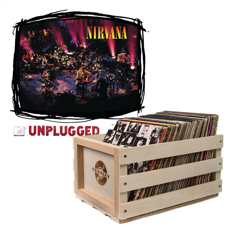 Crosley Record Storage Crate & Nirvana MTV Unplugged Vinyl Album Bundle/Product Detail/Storage