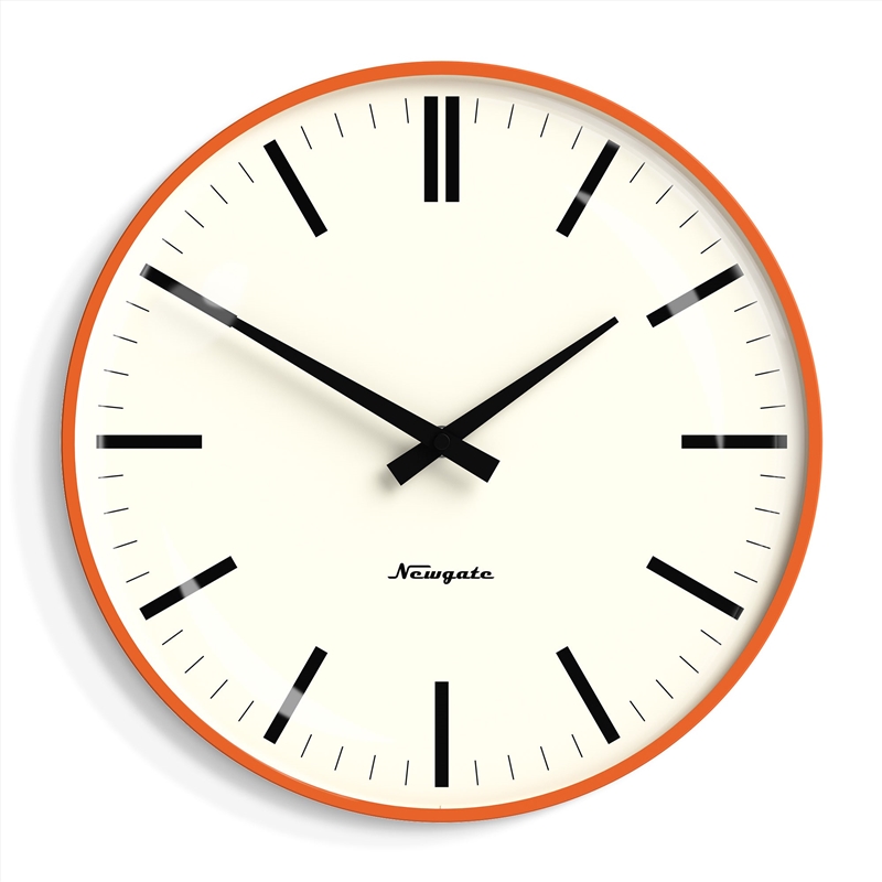 Newgate Radio City Wall Clock Bold Black Marker Dial.- Matte Pumpkin Orange/Product Detail/Clocks