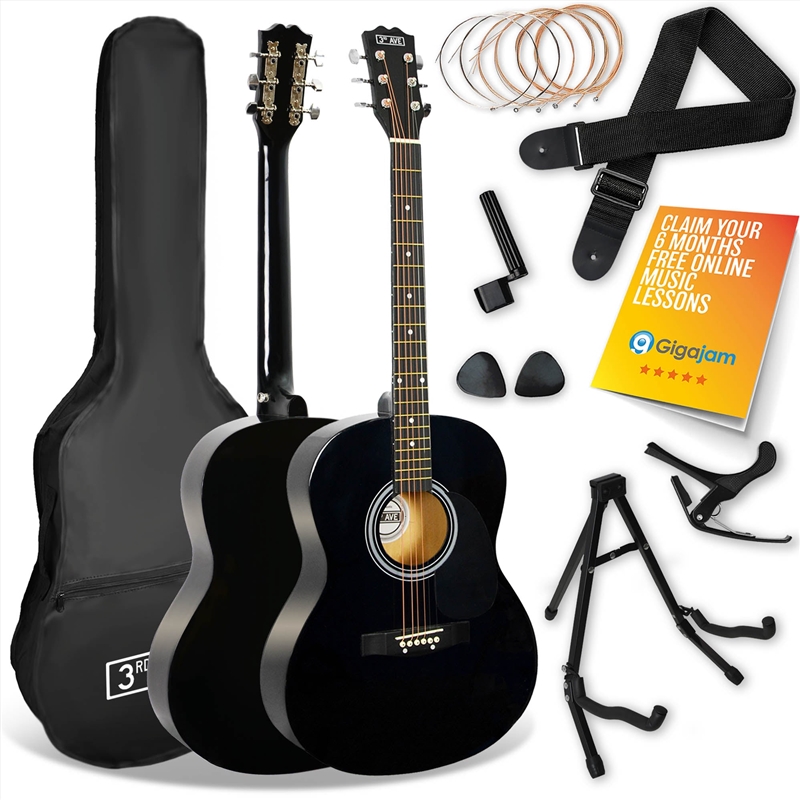 3rd Avenue Acoustic Guitar Premium Pack - Black/Product Detail/Musical Instruments