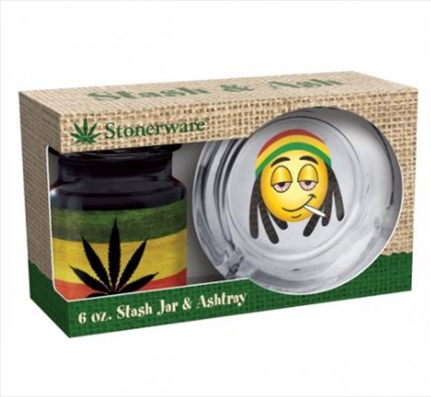 Stonerware – Rasta Flag Leaf Emoji Stash & Ash Combo/Product Detail/Homewares