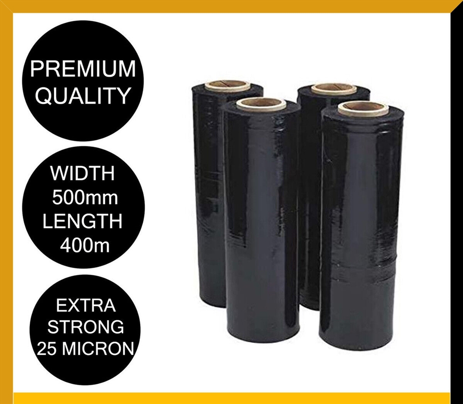 Moofer Premium Pallet Stretch Wrap 500mm x 300m x 25um Black (4 Packs)/Product Detail/Stationery