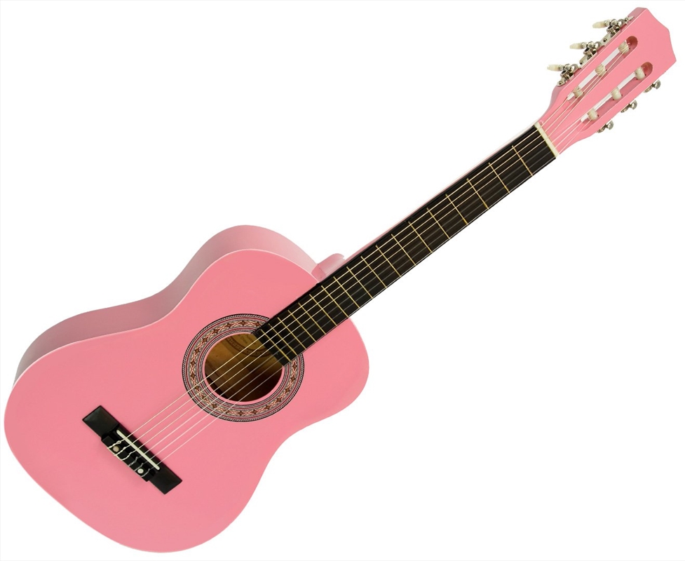 Karrera 34in Acoustic Wooden Childrens Guitar - Pink/Product Detail/String Instruments