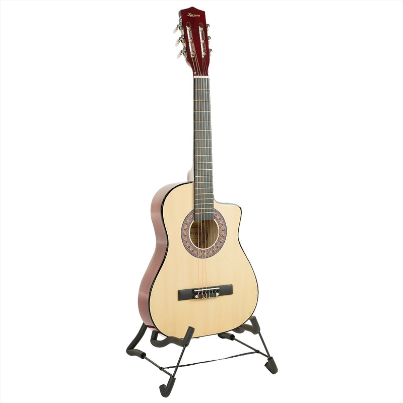 Karrera 38in Pro Cutaway Acoustic Guitar with guitar bag - Natural/Product Detail/String Instruments