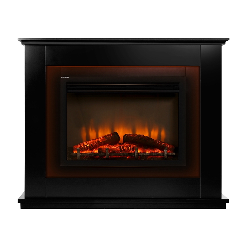 Devanti 2000W Electric Fireplace Mantle Portable Fire Log Wood Heater 3D Flame Effect Black/Product Detail/Appliances