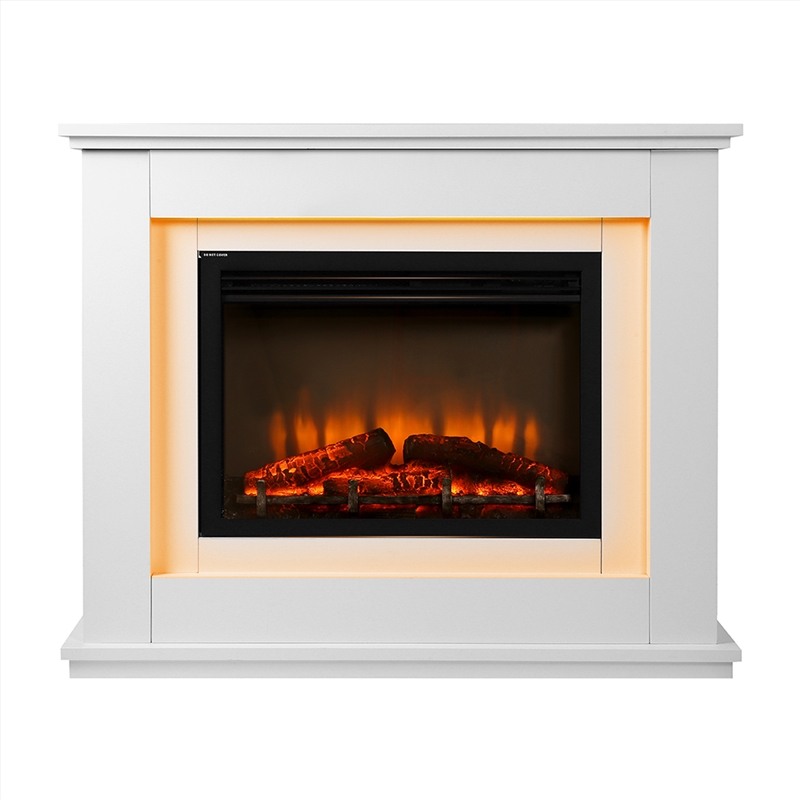 Devanti 2000W Electric Fireplace Mantle Portable Fire Log Wood Heater 3D Flame Effect White/Product Detail/Appliances