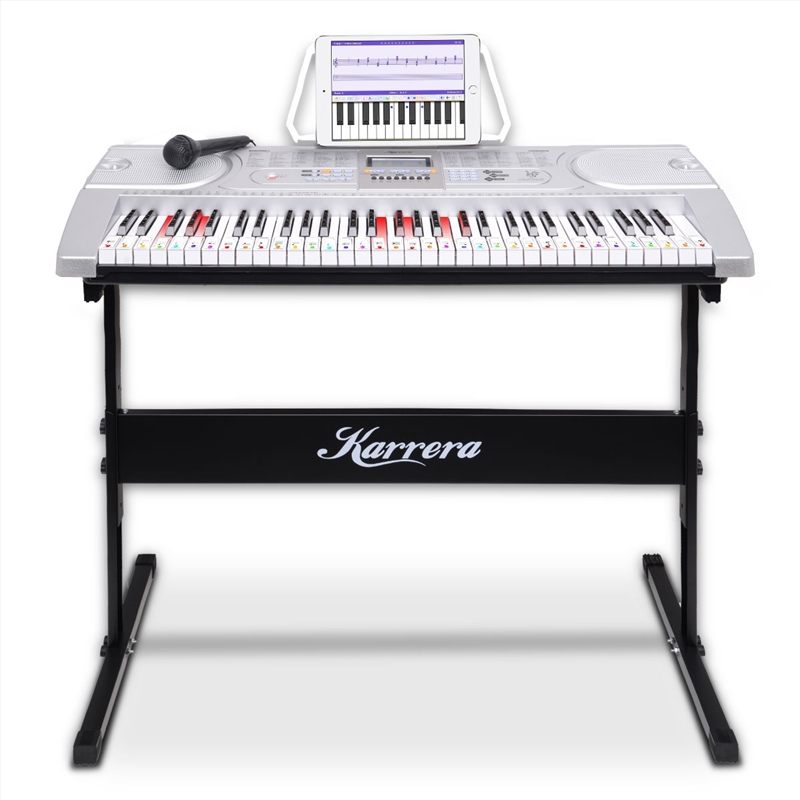 Karrera 61 Keys Electronic LED Keyboard Piano with Stand - Silver/Product Detail/Piano & Keyboards