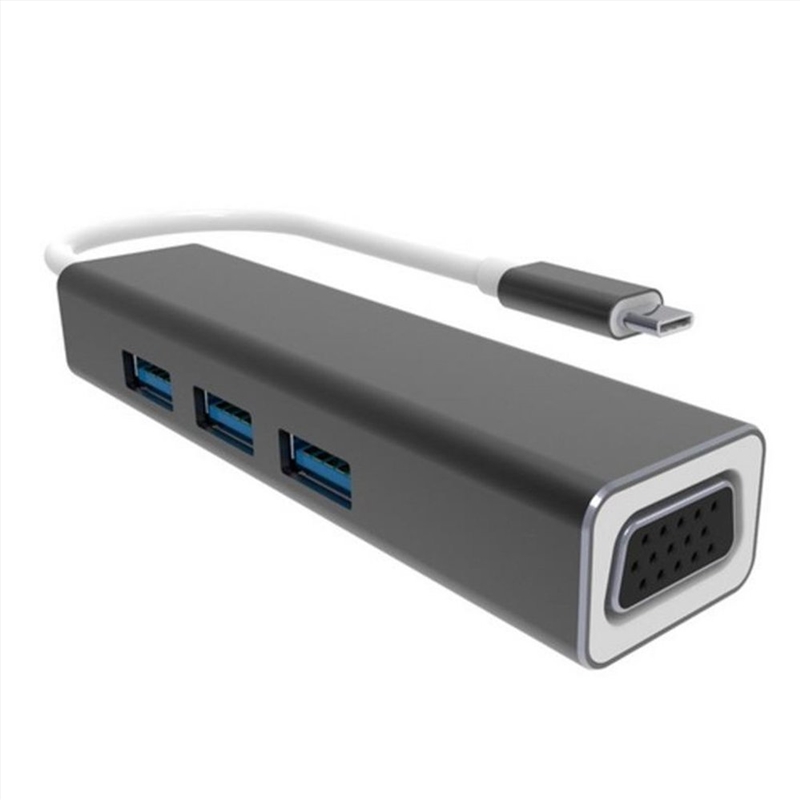 VCOM USB Type C to USB3.0*3+VGA 4 in 1 Hub (Aluminium Shell) - DH319/Product Detail/Electronics