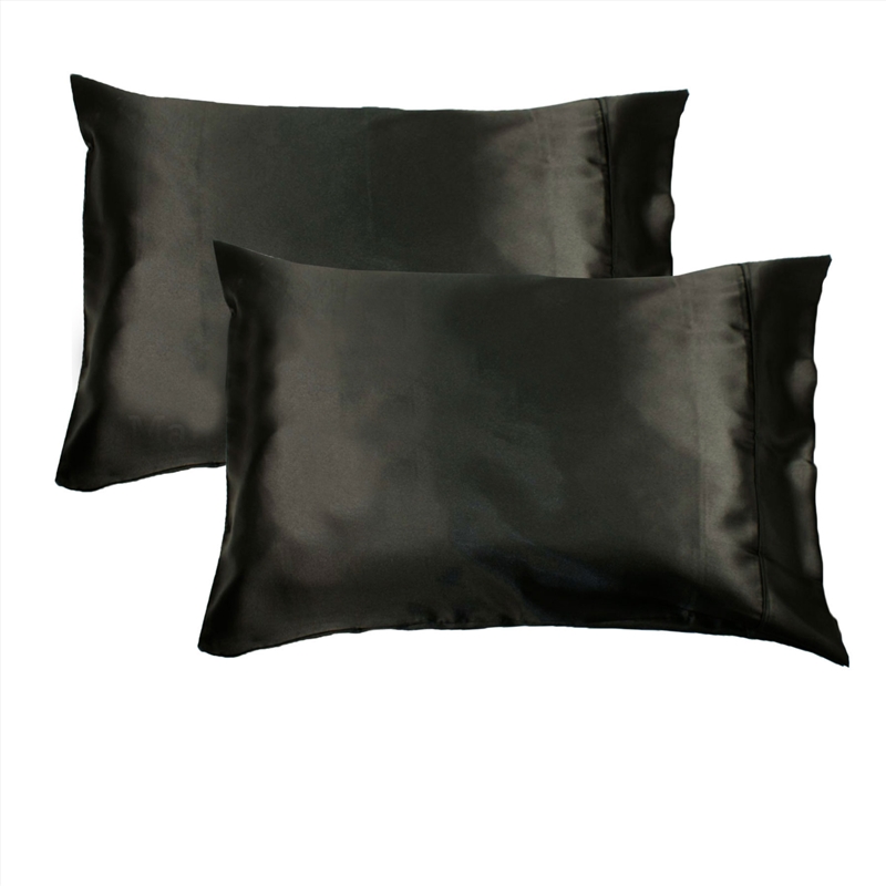 Accessorize 300TC Deluxe Essentials Satin Standard Pillowcases Black/Product Detail/Manchester