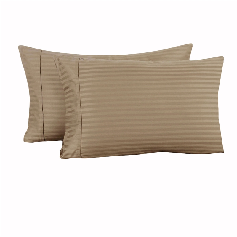 Accessorize 325TC Pair of Cuffed Standard Pillowcases Mocha/Product Detail/Manchester