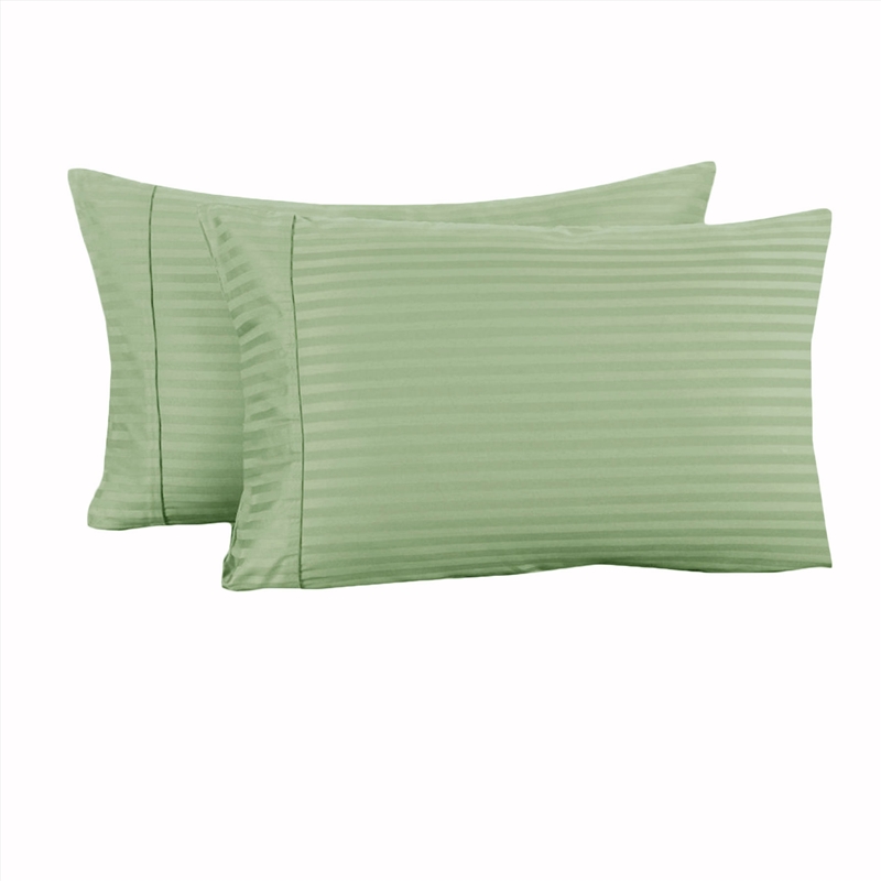 Accessorize 325TC Pair of Cuffed Standard Pillowcases Green/Product Detail/Manchester