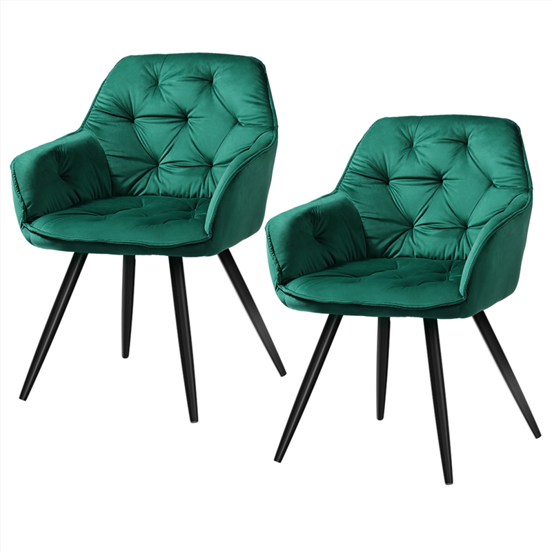 Artiss Set of 2 Calivia Dining Chairs Kitchen Chairs Upholstered Velvet Green/Product Detail/Homewares