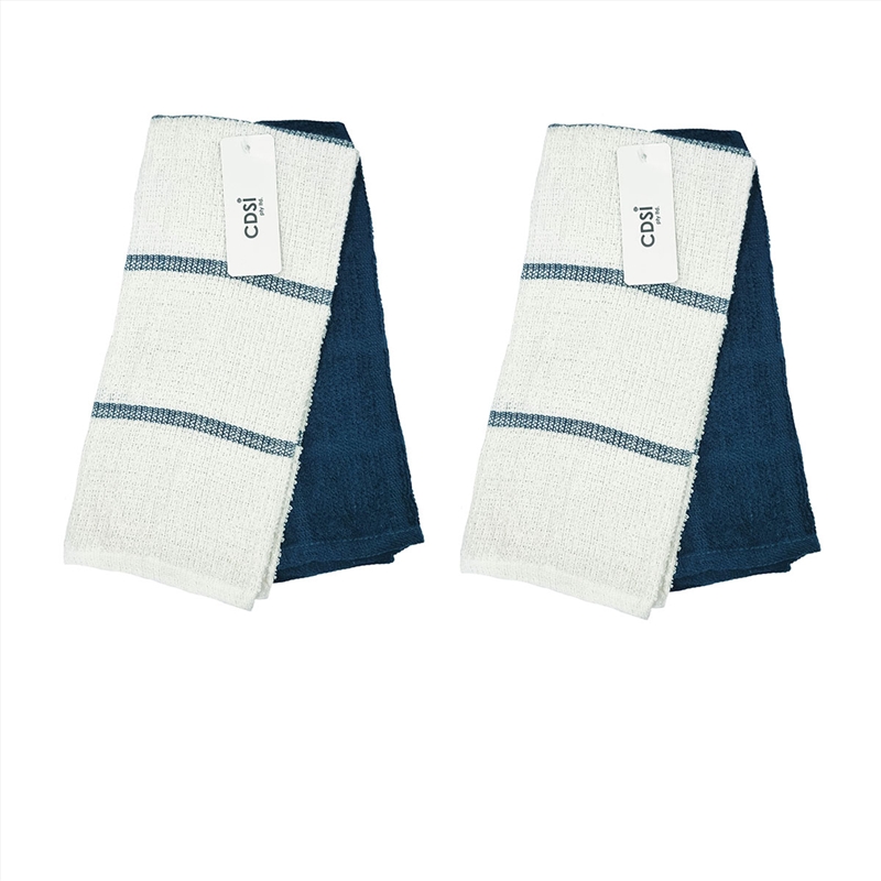 Set of 4 Rosa Cotton Rich Terry Tea Towels 42 x 62cm Navy/Product Detail/Homewares